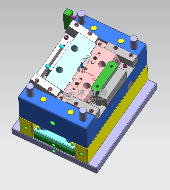 玩具零件一個斜行位一個常規(guī)行位模具圖